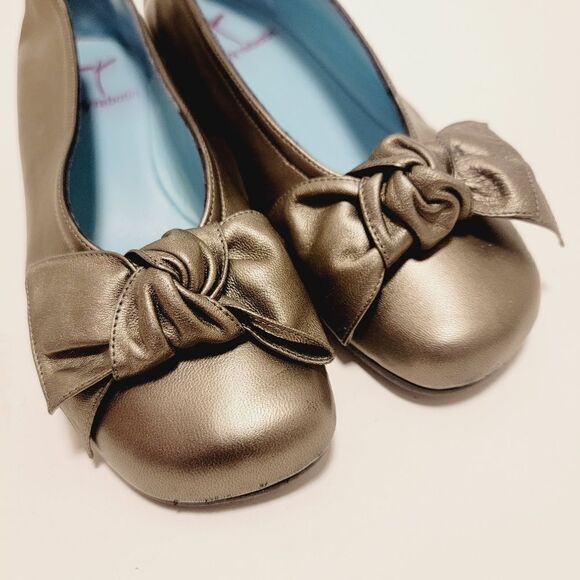 THIERRY RABOTIN CECILIA BALLERINA BOW SQUARE TOE HIDDEN WEDGE Size 7 Size 37.5 - Picture 1 of 11